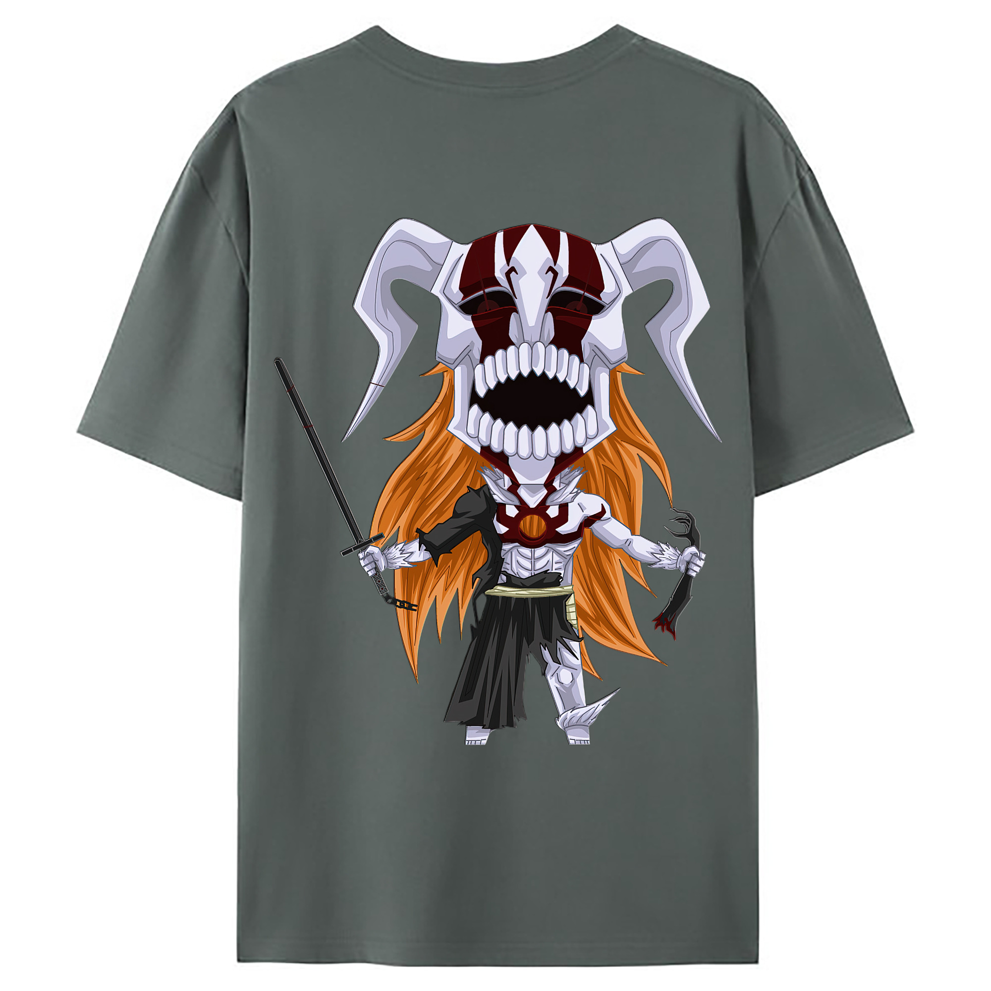（画像用） ブリーチ 黒崎一護（くろさき いちご）BLEACH Kurosaki Ichigo 綿100％ メンズ半袖Tシャツ（バックプリント） 通気性
